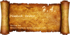 Hambek Andor névjegykártya
